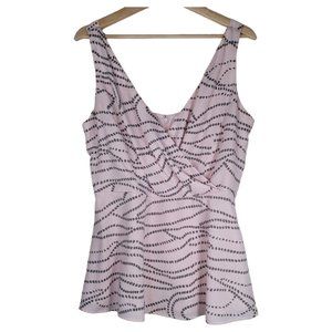 CAbi Sophia Blush Pink V-Neck Wrap Women’s Sleeveless Blouse Women's 10